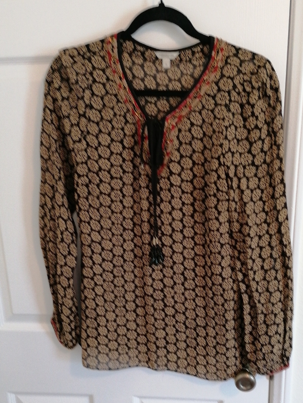 Monsoon Black & Cream Floral Tie-Neck Tunic TopLightweight tunic with an all-ove